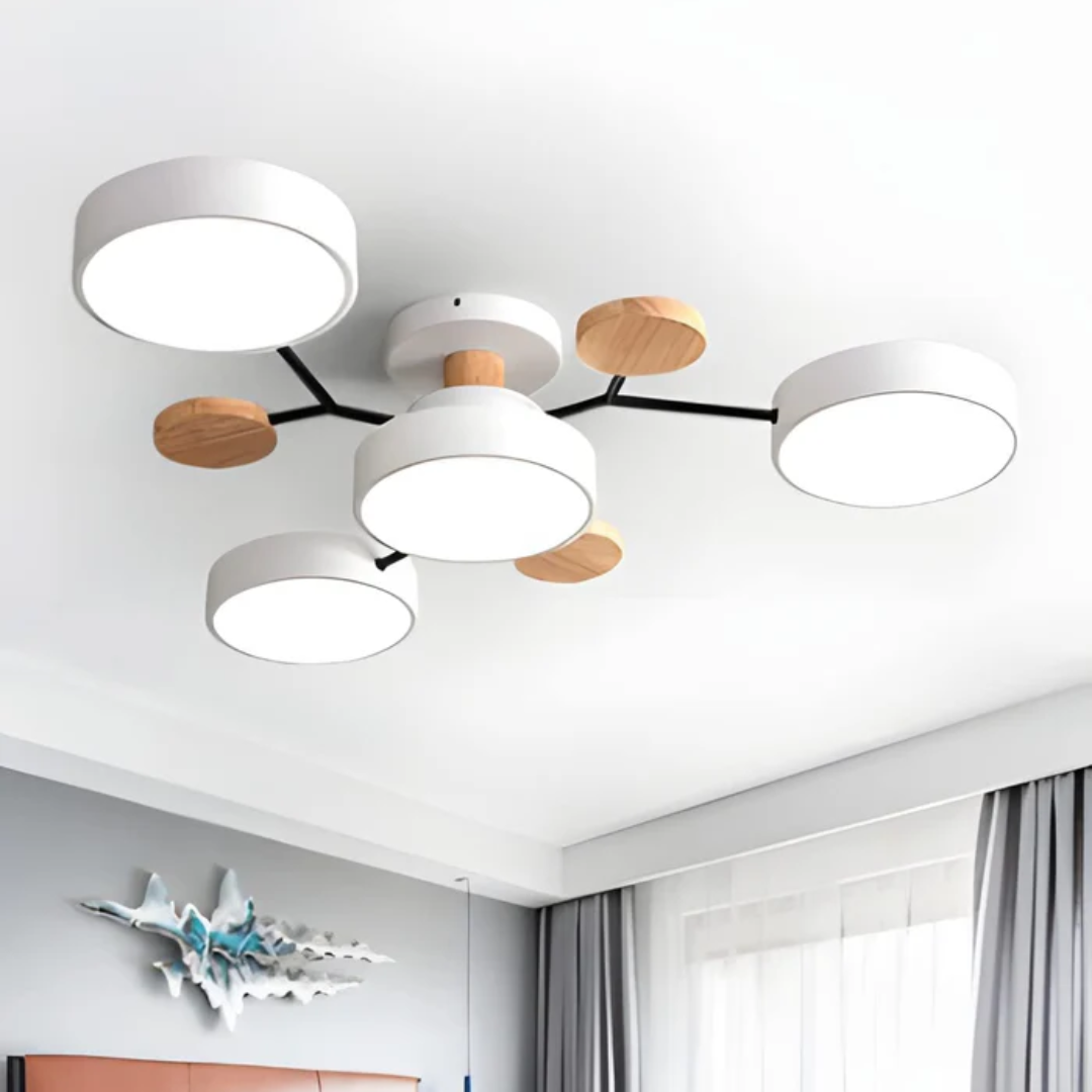 Ardena | Nowoczesna lampa sufitowa LED z drewnianymi detalami