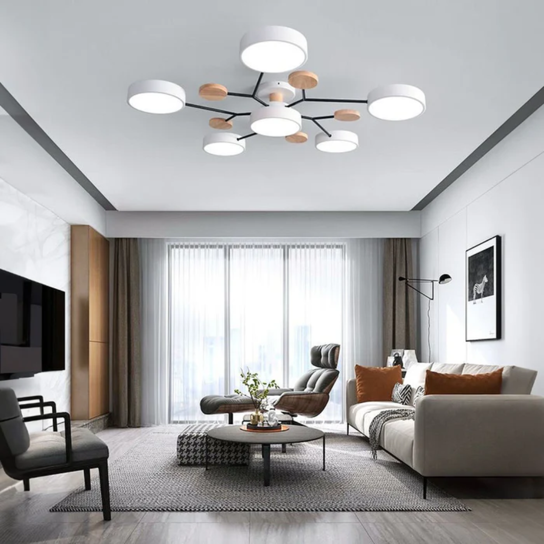 Ardena | Nowoczesna lampa sufitowa LED z drewnianymi detalami