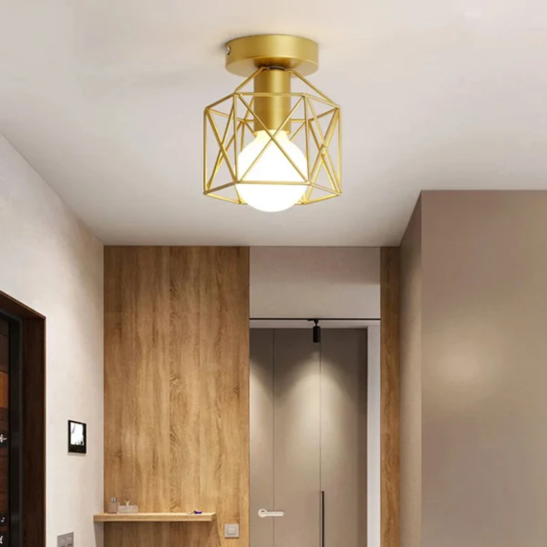 Geometryczna dioda LED | Lampa sufitowa w stylu metalowej klatki