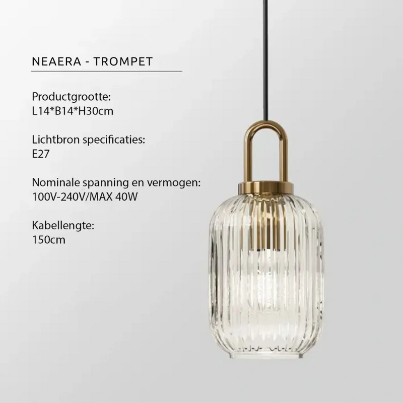 Clarena | Lampa wisząca w stylu szklanym z żłobieniami