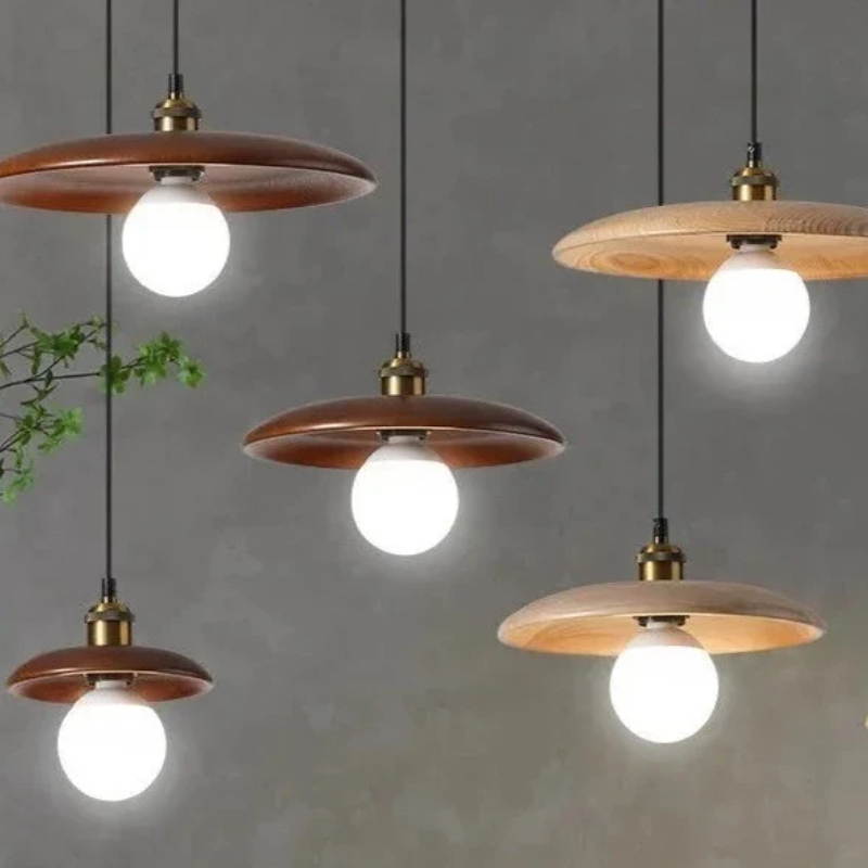 Oriva | Lampa wisząca w kształcie drewnianego krążka