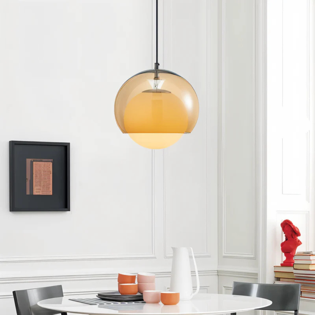 Szklana lampa wisząca | Styl retro do salonu