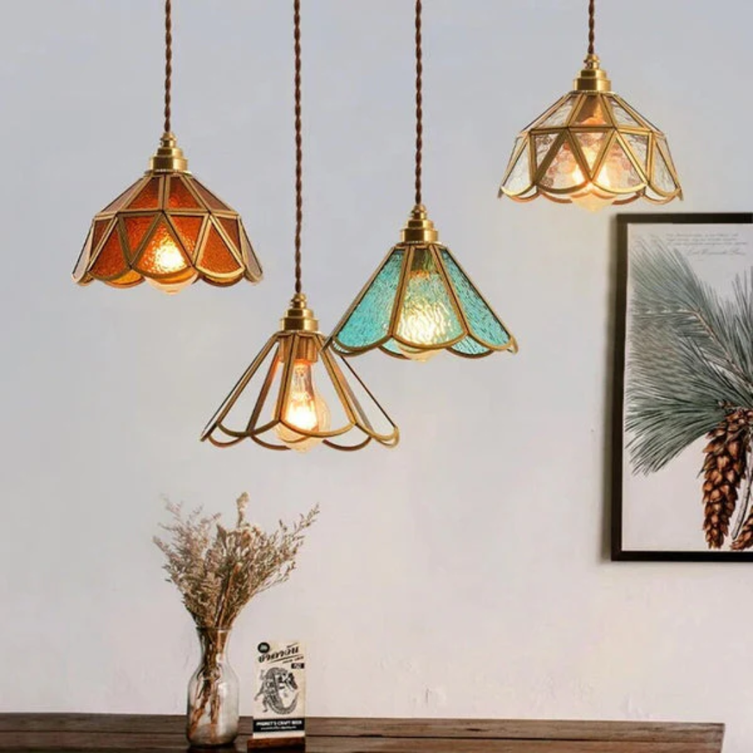 Lunavera | Vintage szklana lampa wisząca w kształcie kwiatu