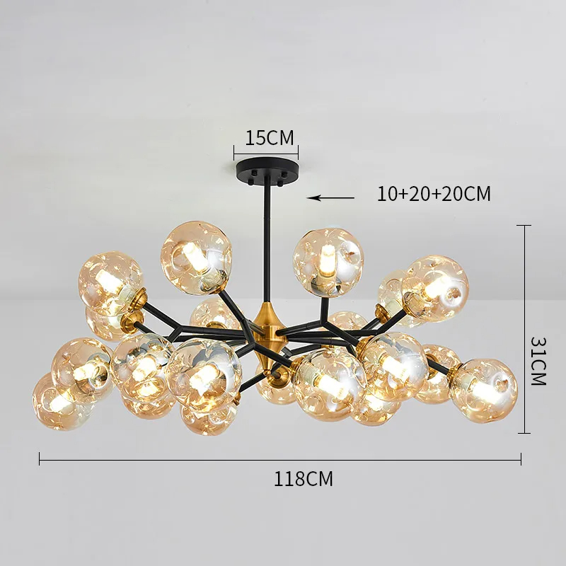 Virello | Lampa sufitowa z kulkami ze szkła dymnego