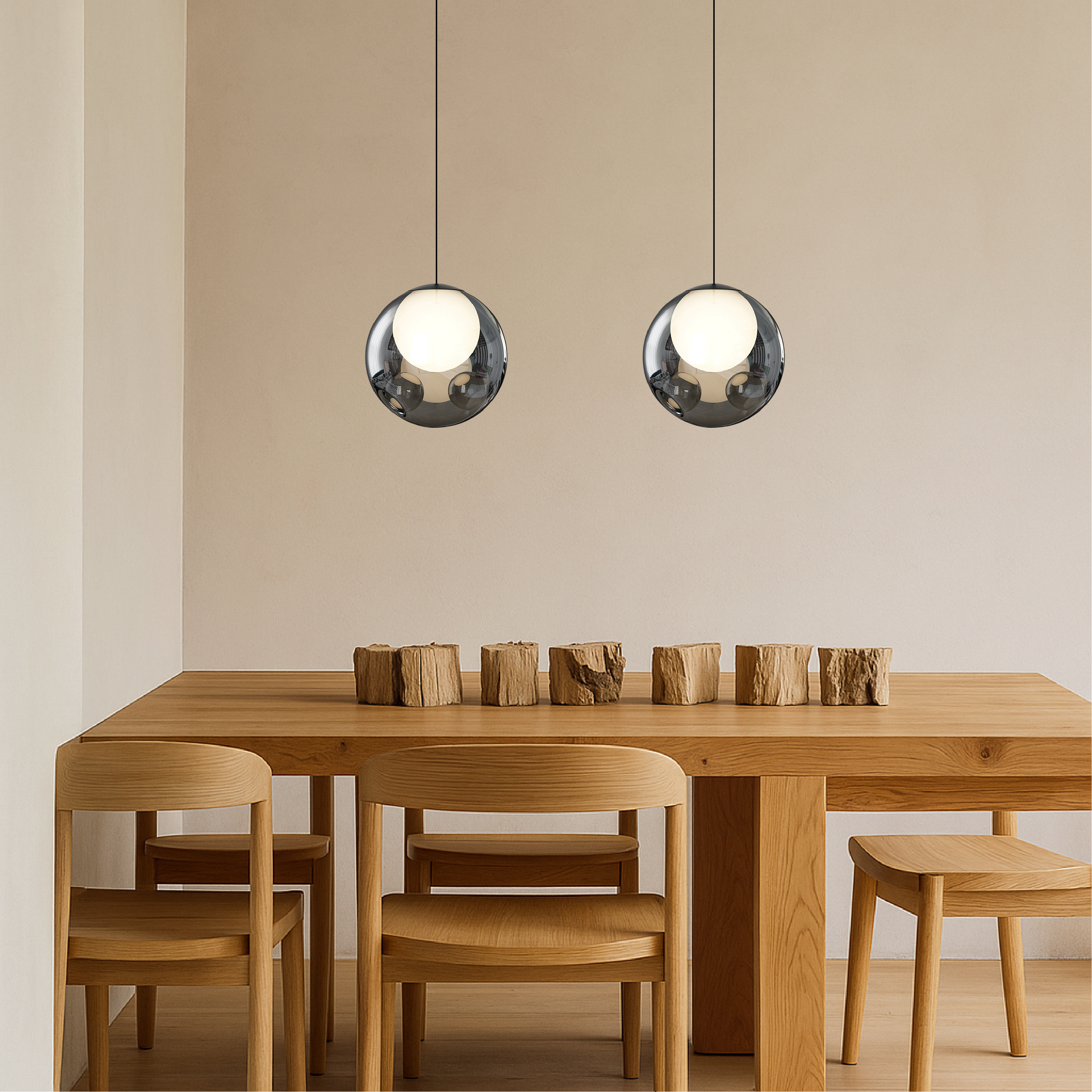 Elyra | Lampa wisząca z kulą ze szkła lustrzanego