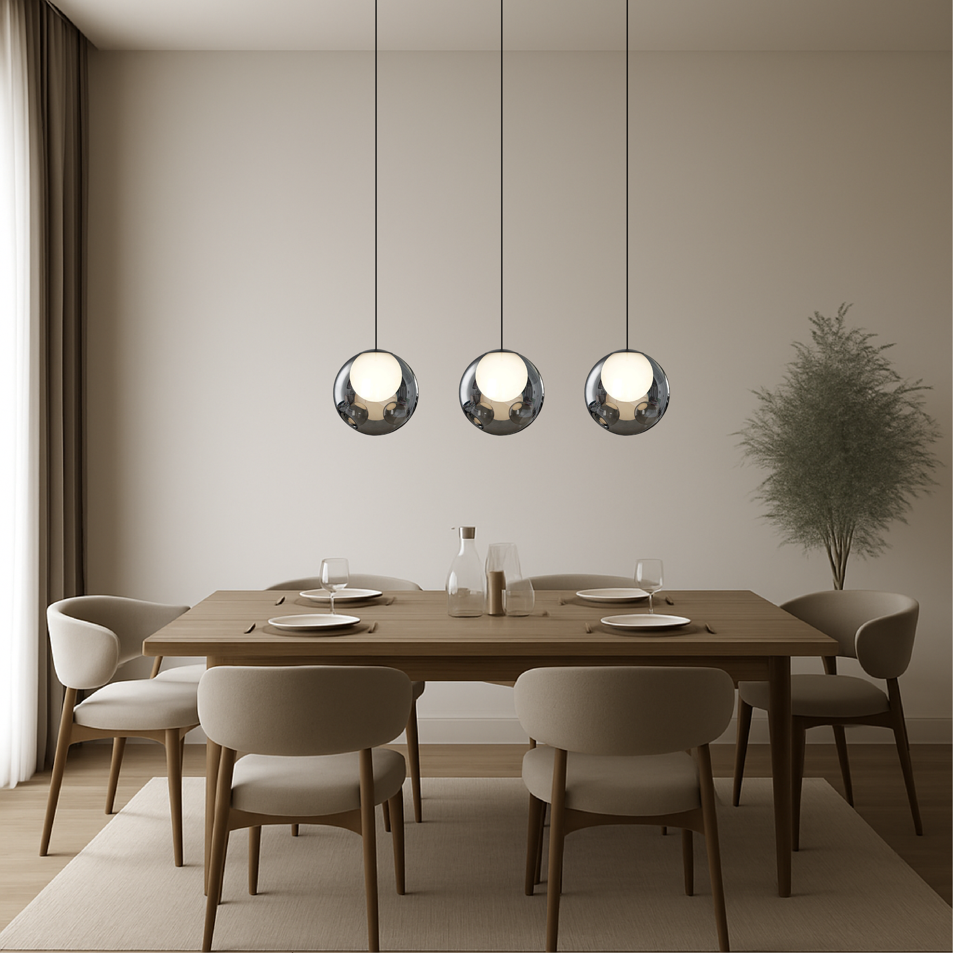 Elyra | Lampa wisząca z kulą ze szkła lustrzanego