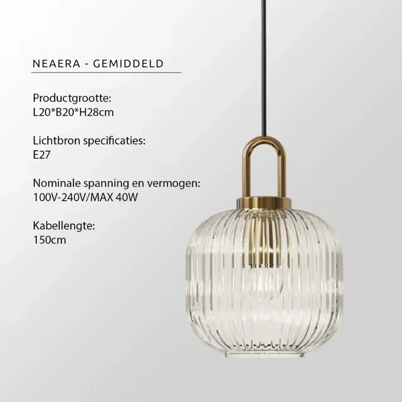 Clarena | Lampa wisząca w stylu szklanym z żłobieniami