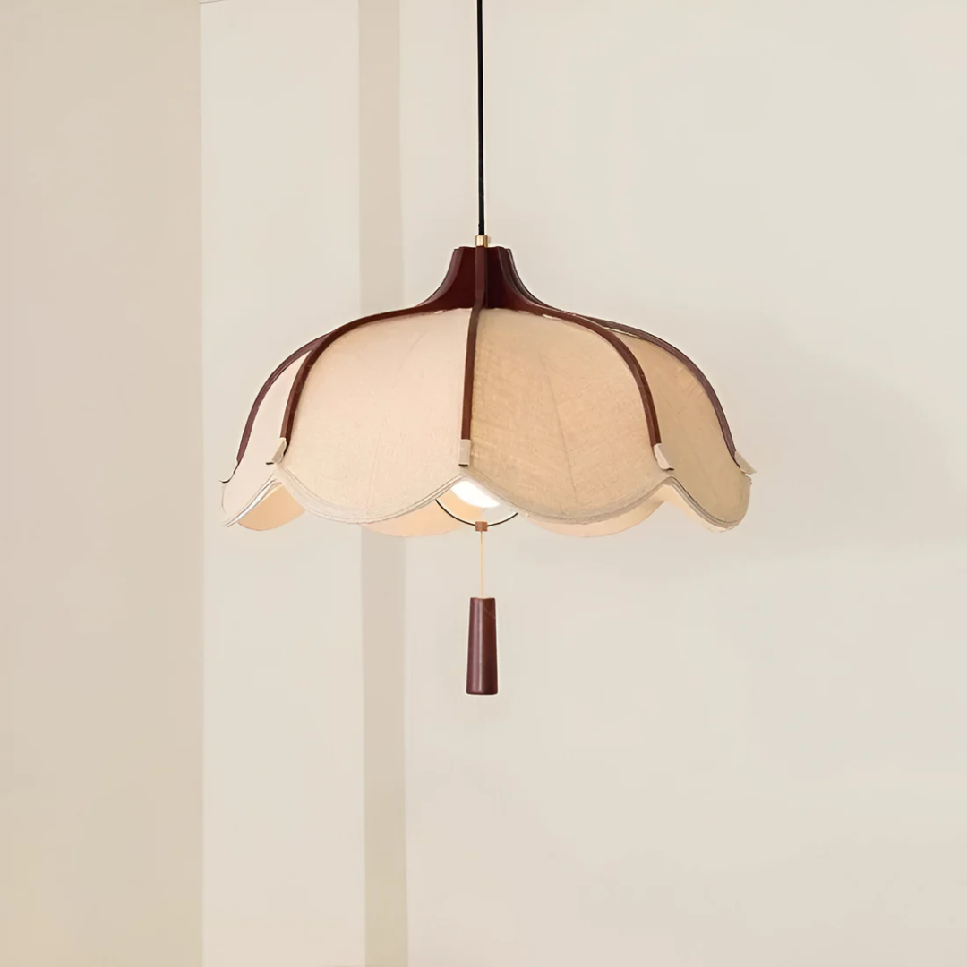 Hanami | Nowoczesna lampa wisząca w kształcie kwiatu z tkaniny Wabi Sabi