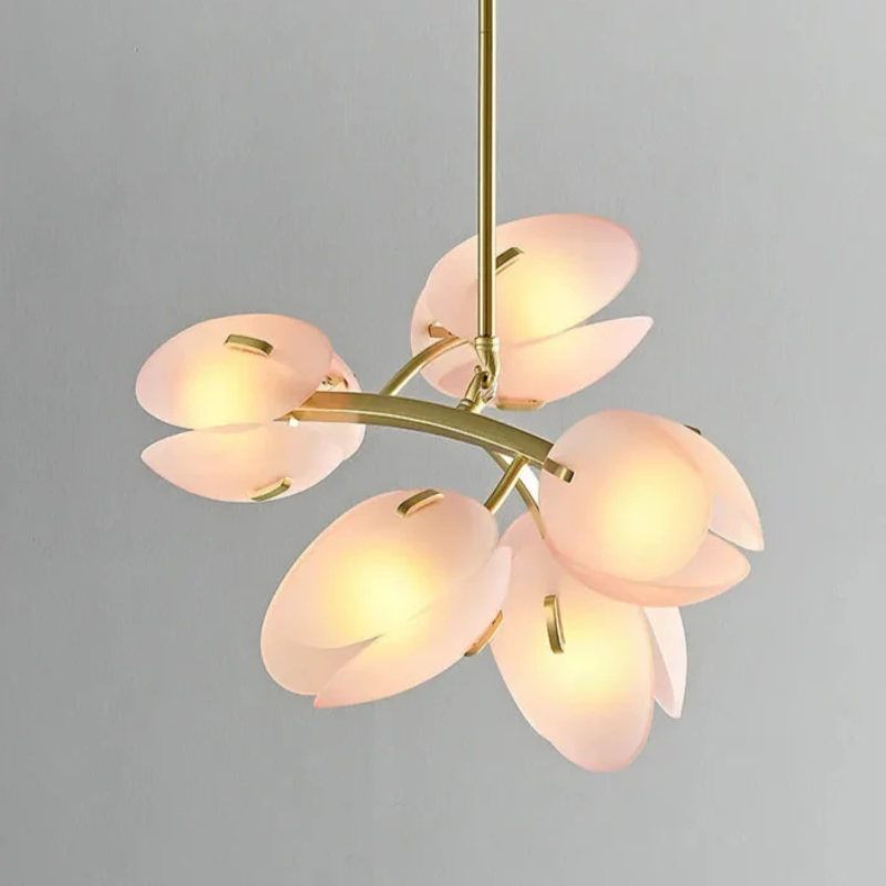 Nordlicht | Lampa sufitowa z różowego szkła w kształcie tulipana
