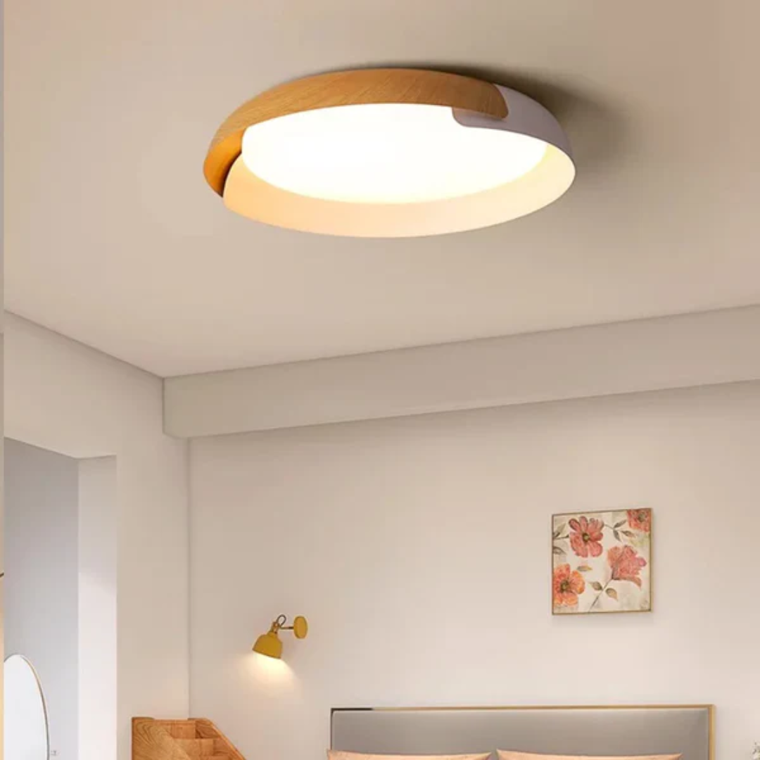 Aurelio – lampa sufitowa LED z drewnianą ramą