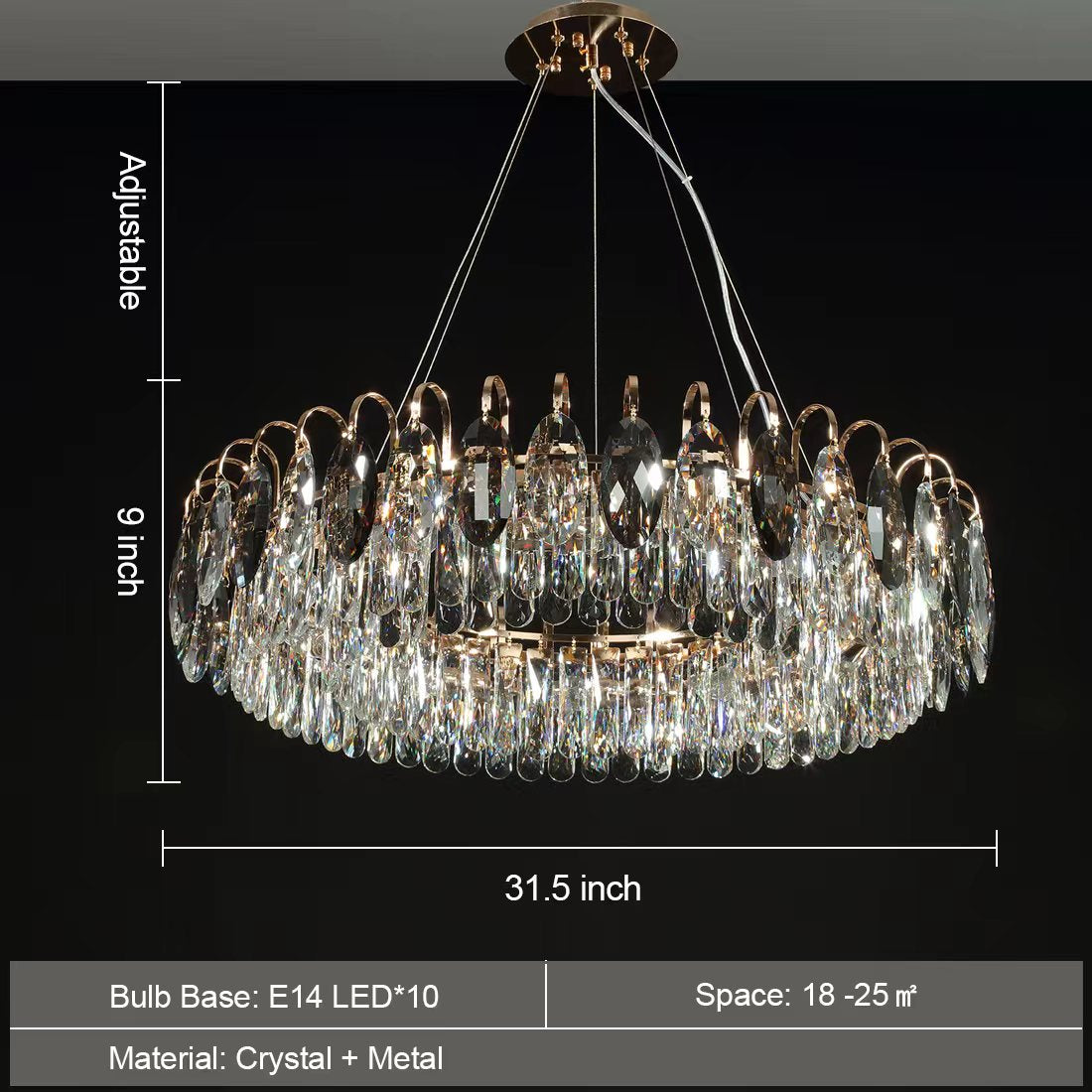 Celvoria | luksusowa lampa wisząca z kryształowymi kroplami