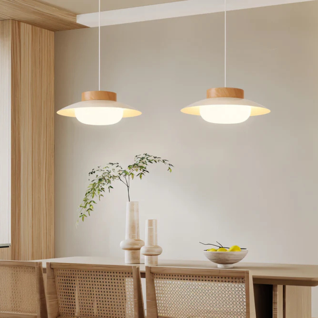 Nuvora | Lampa wisząca z drewna i szkła