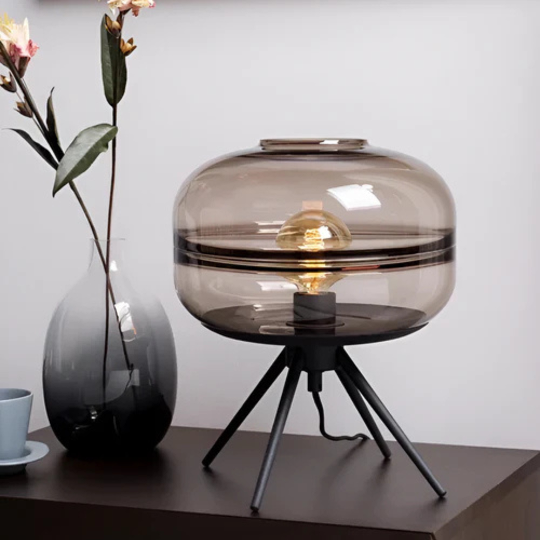 Szklana lampa stołowa | Oświetlenie LED do salonu