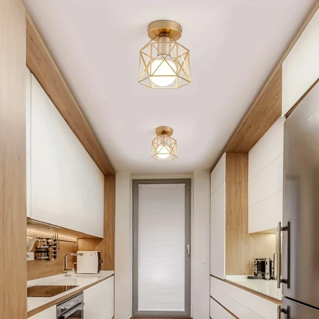Geometryczna dioda LED | Lampa sufitowa w stylu metalowej klatki
