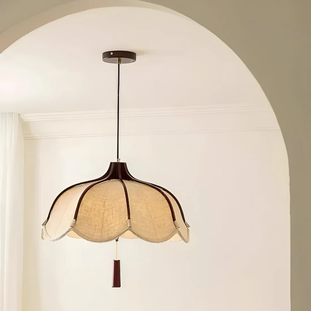 Hanami | Nowoczesna lampa wisząca w kształcie kwiatu z tkaniny Wabi Sabi