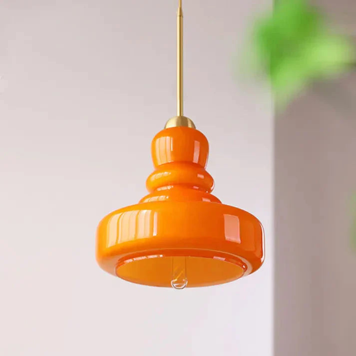 Orelia | retro szklana lampa wisząca o układzie piętrowym