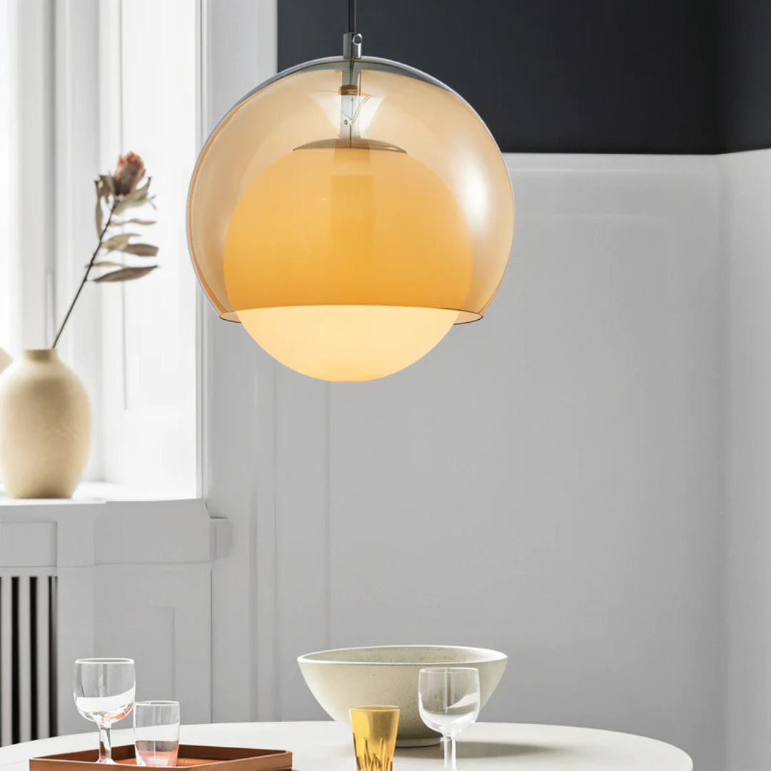 Szklana lampa wisząca | Styl retro do salonu