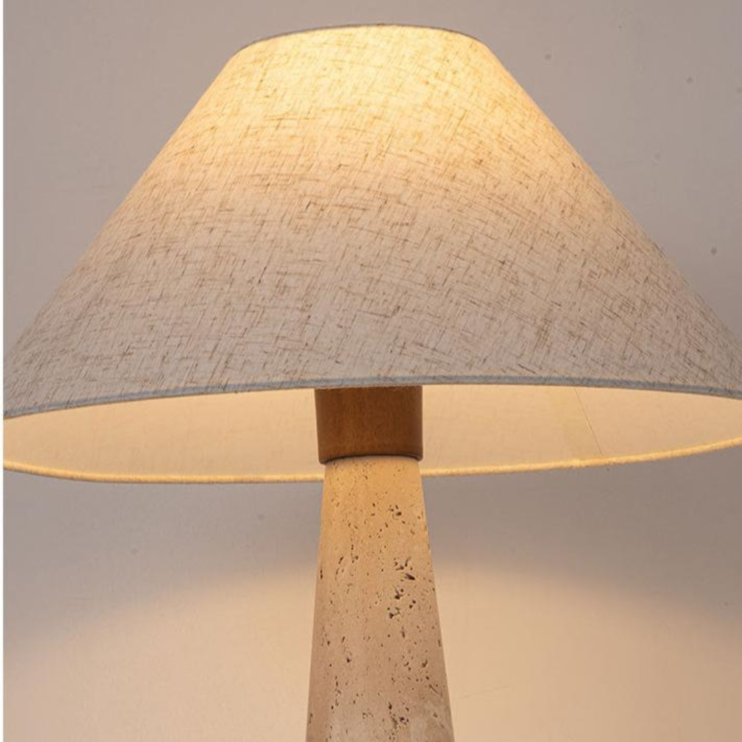 Faryna | Lampa stołowa materiałowa z podstawą z trawertynu