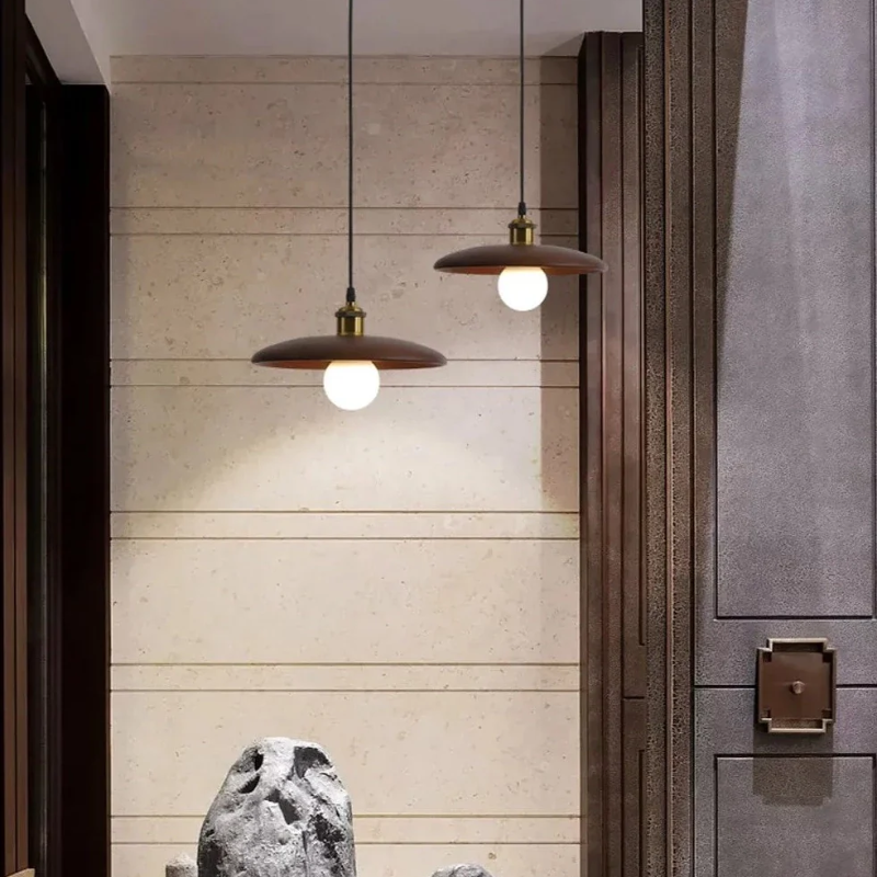 Oriva | Lampa wisząca w kształcie drewnianego krążka