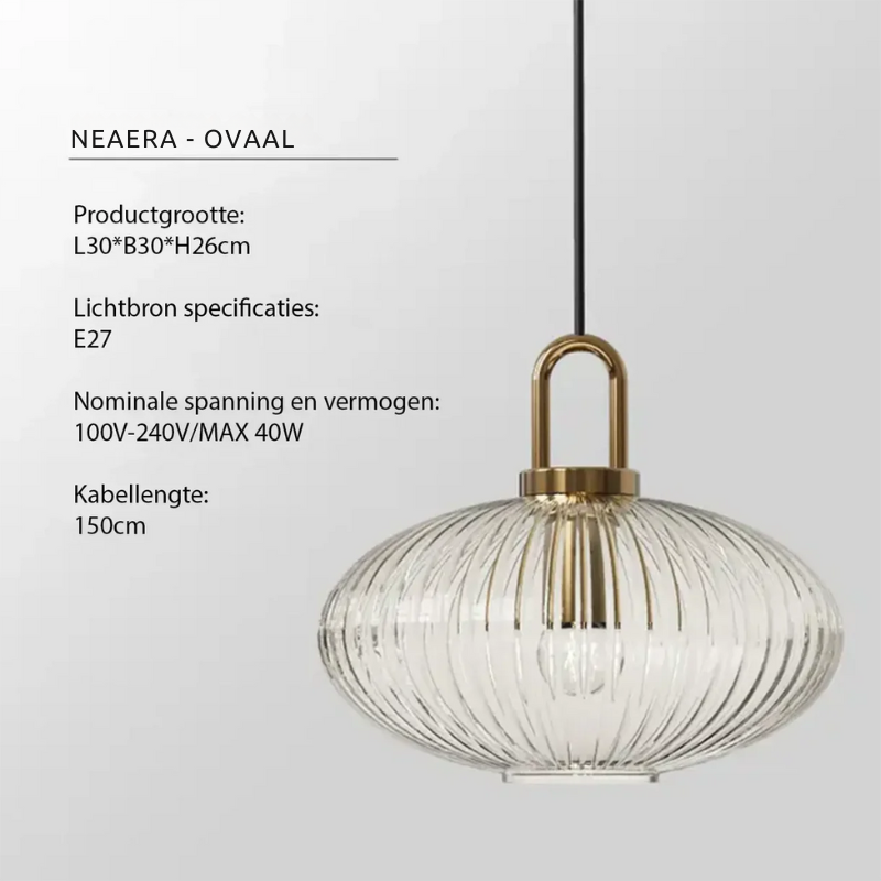 Clarena | Lampa wisząca w stylu szklanym z żłobieniami