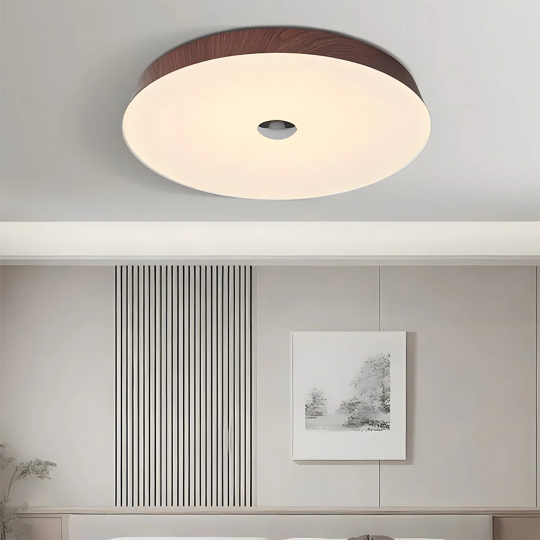 Terra | Okrągła lampa sufitowa LED o fakturze drewna