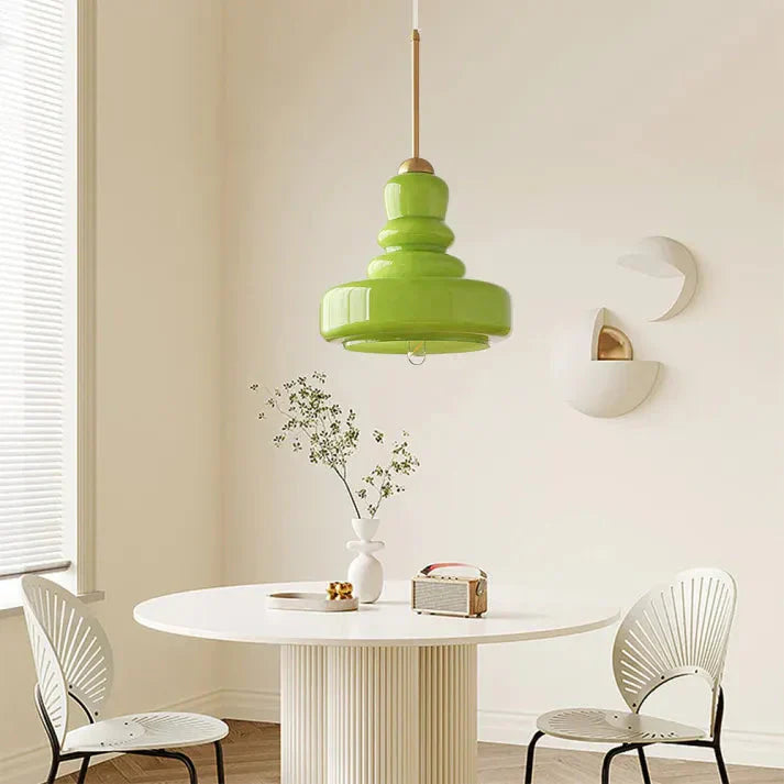 Orelia | retro szklana lampa wisząca o układzie piętrowym