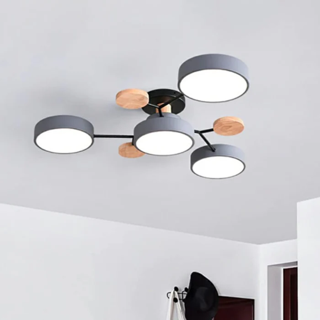 Ardena | Nowoczesna lampa sufitowa LED z drewnianymi detalami