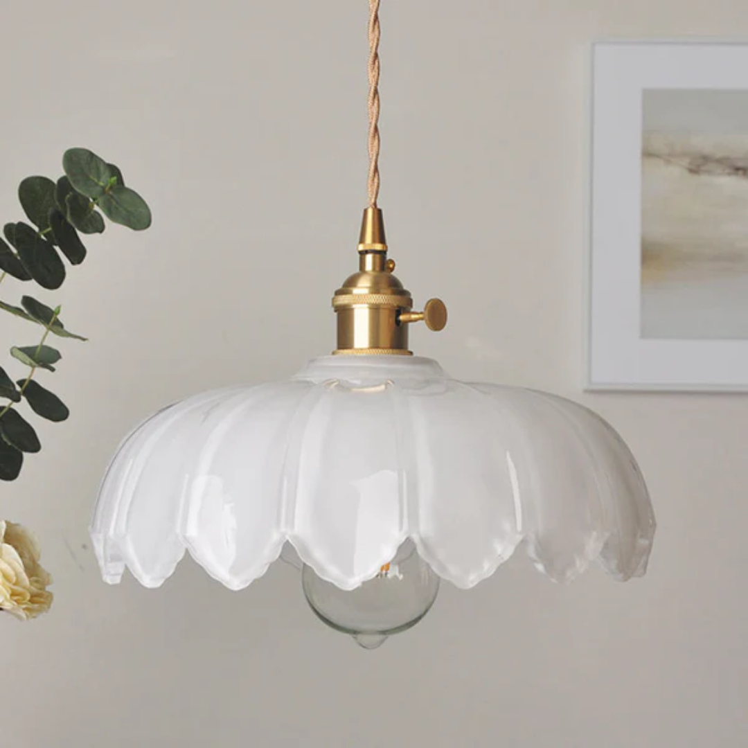 Verdina | Szklana lampa wisząca w stylu kwiatowym