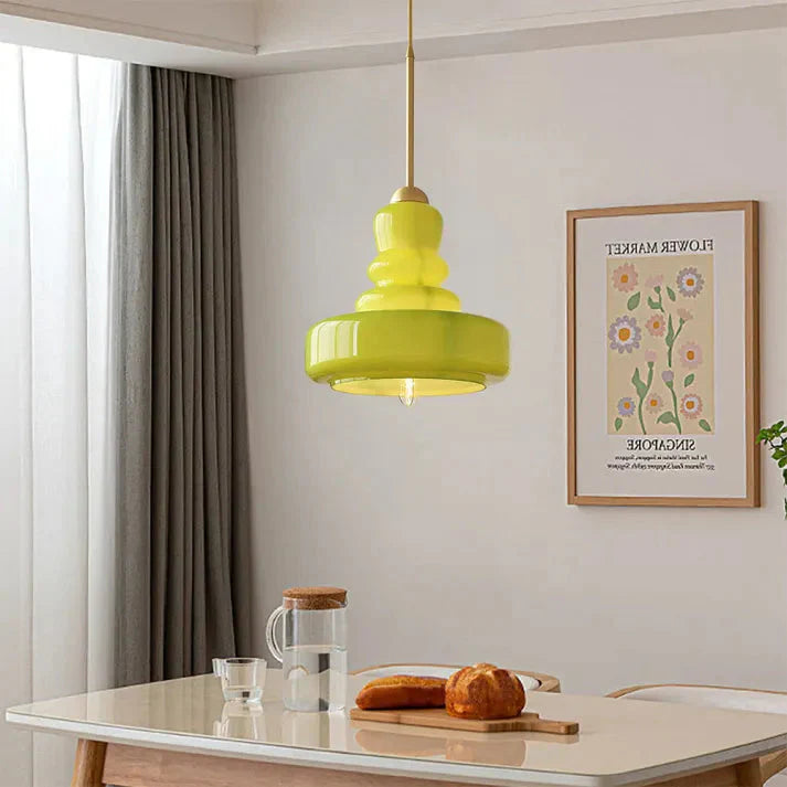 Orelia | retro szklana lampa wisząca o układzie piętrowym