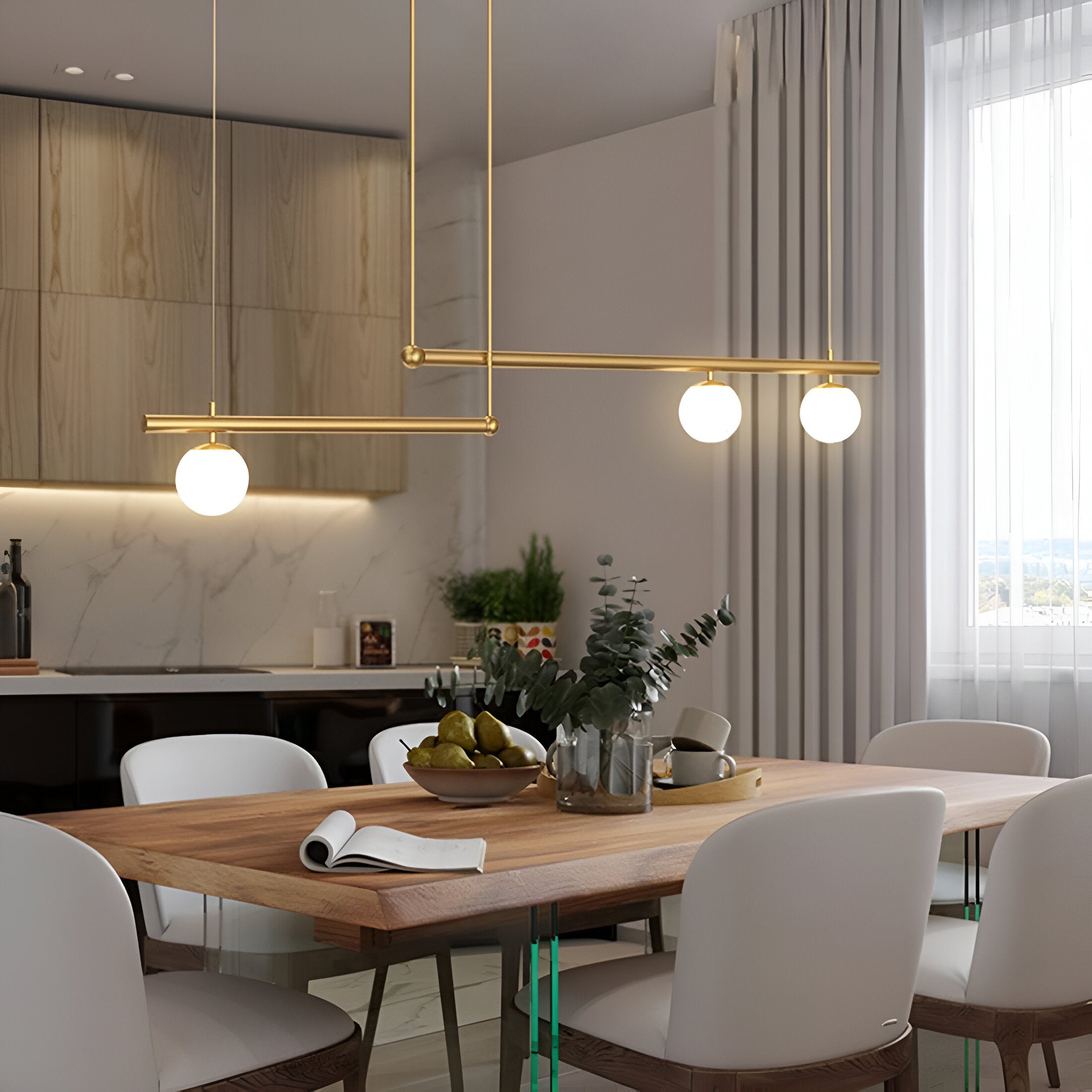 Lana | Nordic Linear Lampa wisząca do stołu jadalnego