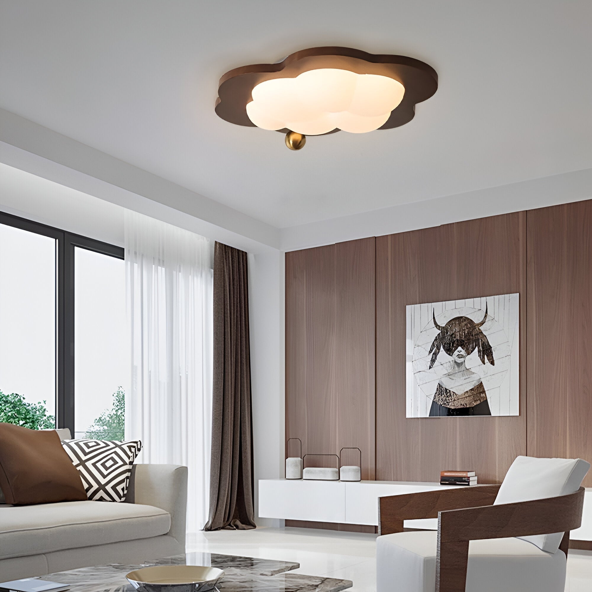 Loft | Drewniana lampa sufitowa LED