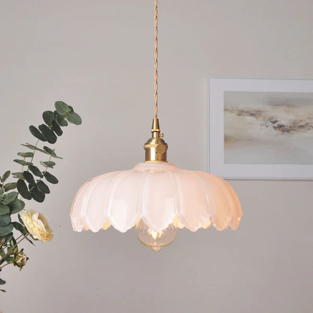 Verdina | Szklana lampa wisząca w stylu kwiatowym