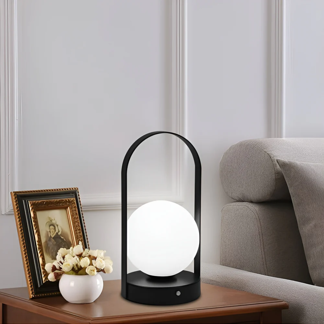 Solvia | Przenośna lampa stołowa z kulistym kloszem
