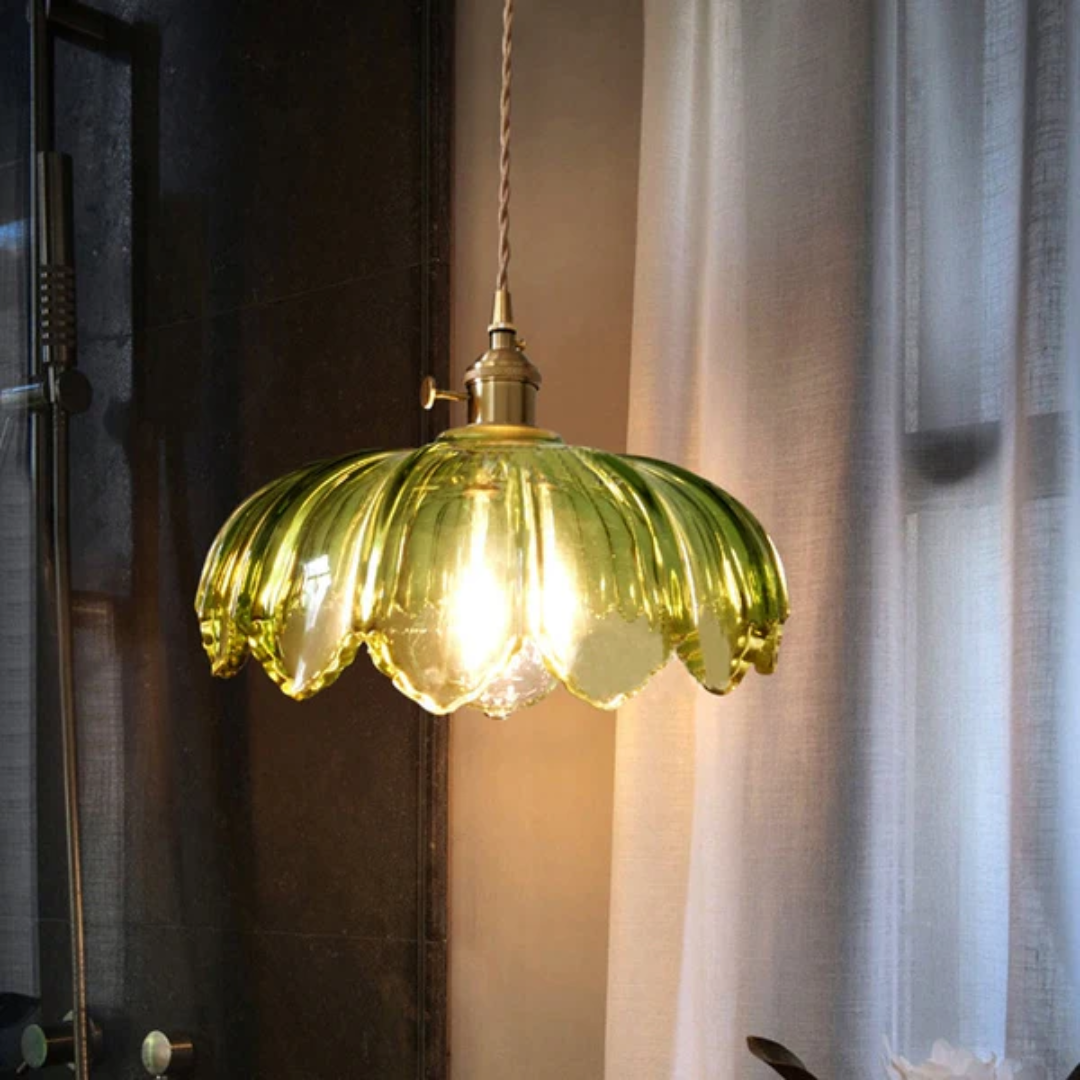 Verdina | Szklana lampa wisząca w stylu kwiatowym
