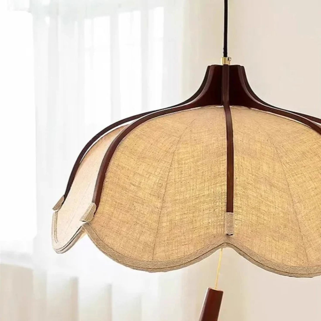 Hanami | Nowoczesna lampa wisząca w kształcie kwiatu z tkaniny Wabi Sabi