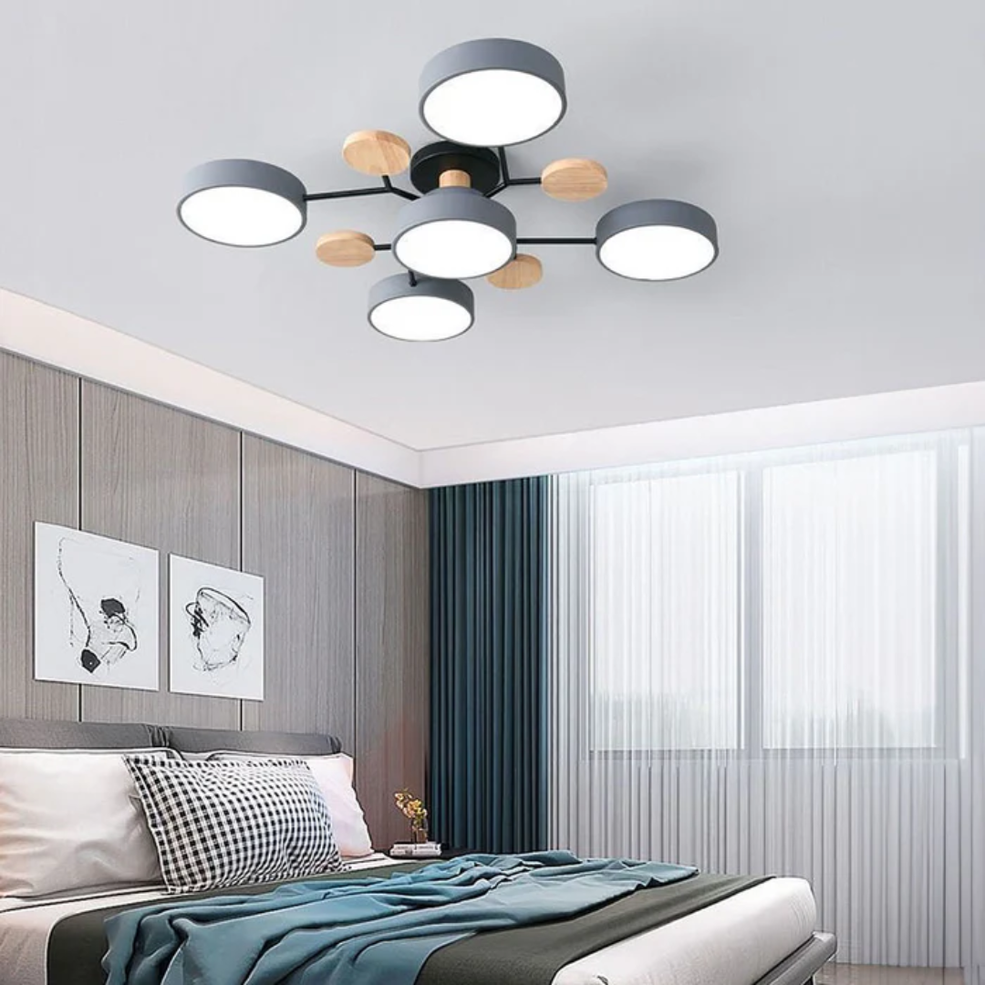 Ardena | Nowoczesna lampa sufitowa LED z drewnianymi detalami
