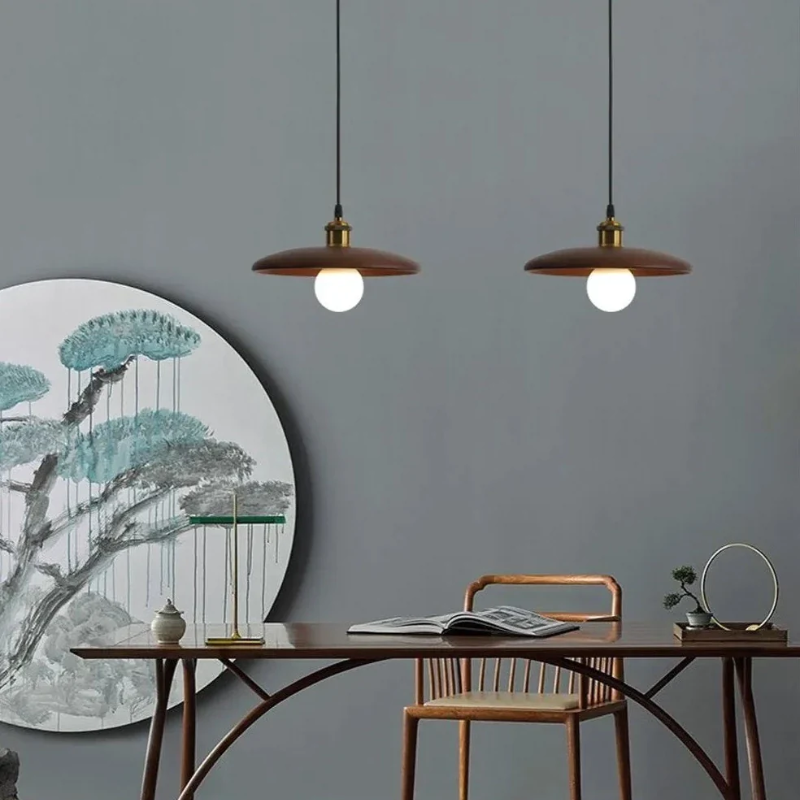 Oriva | Lampa wisząca w kształcie drewnianego krążka