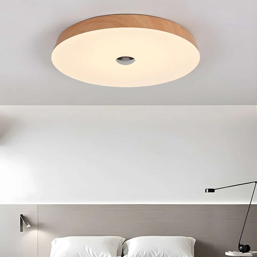 Terra | Okrągła lampa sufitowa LED o fakturze drewna