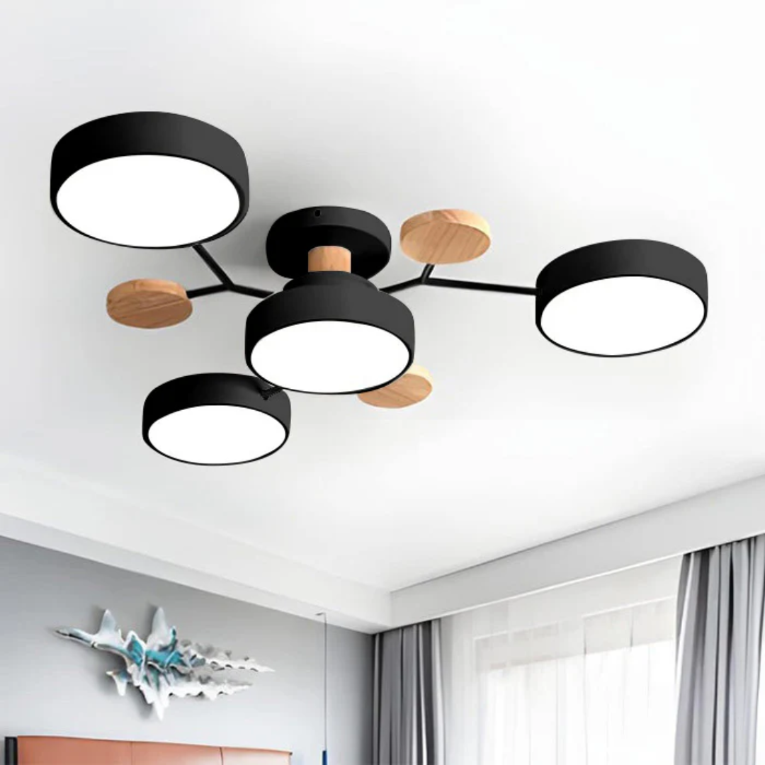 Ardena | Nowoczesna lampa sufitowa LED z drewnianymi detalami