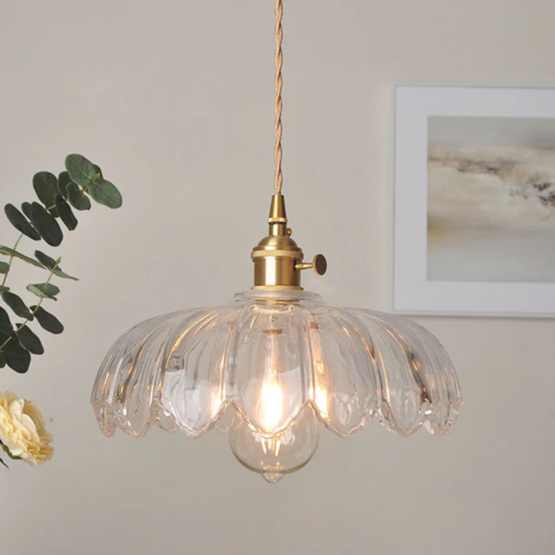 Verdina | Szklana lampa wisząca w stylu kwiatowym