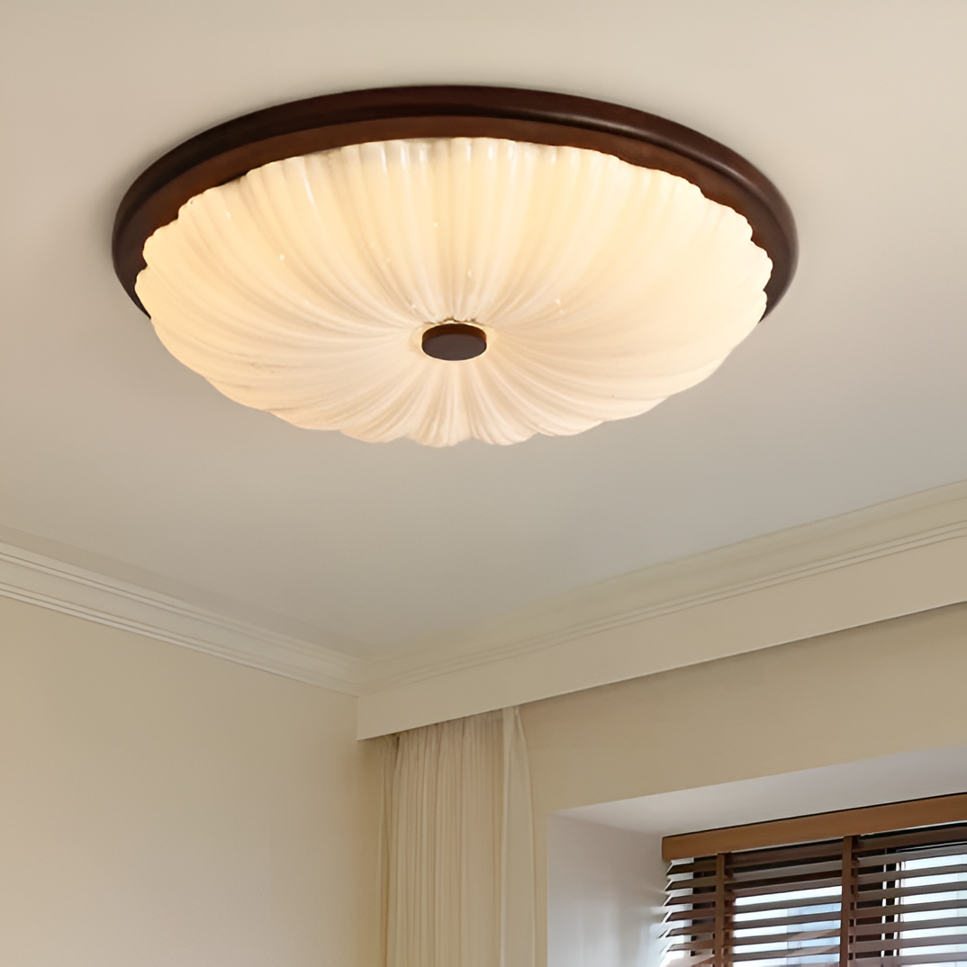 Vintage | Amerykańska drewniana lampa sufitowa