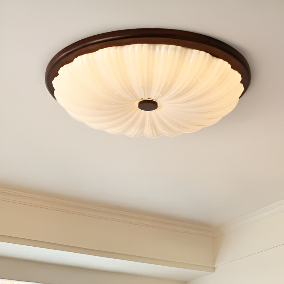 Vintage | Amerykańska drewniana lampa sufitowa