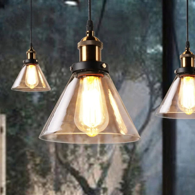 Vintora | Przemysłowa lampa wisząca z kloszem z przezroczystego szkła