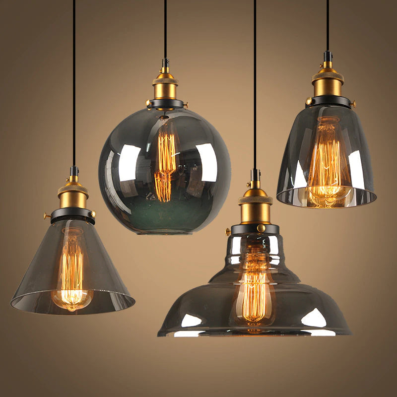 Vintora | Przemysłowa lampa wisząca z kloszem z przezroczystego szkła