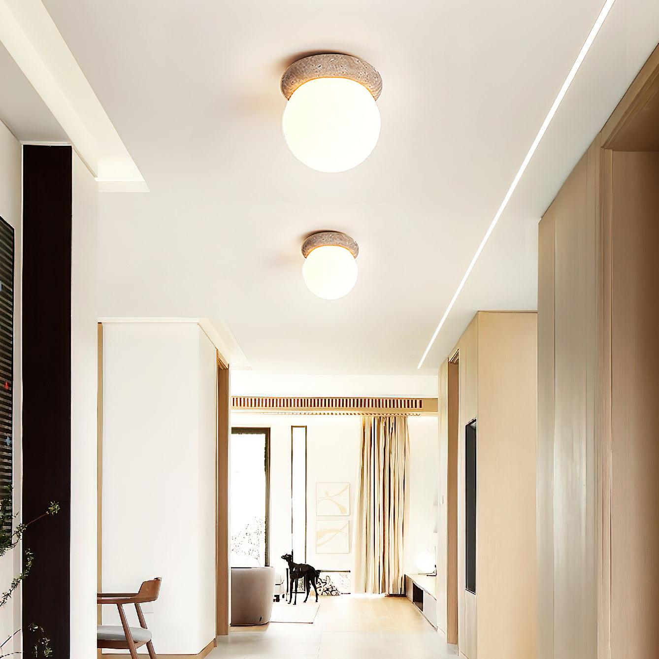 Auris | Okrągła lampa sufitowa LED z trawertynu