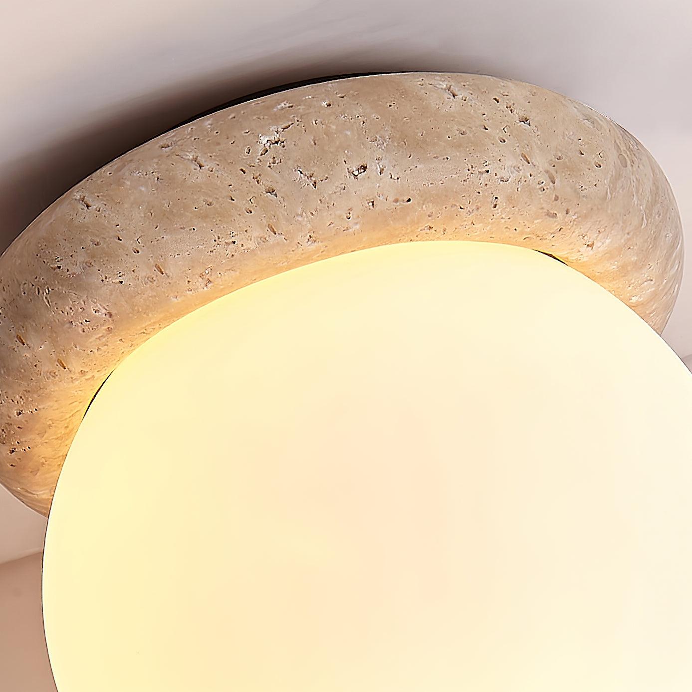 Auris | Okrągła lampa sufitowa LED z trawertynu