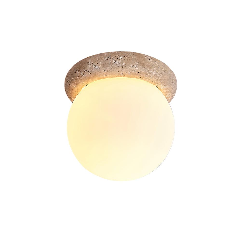 Auris | Okrągła lampa sufitowa LED z trawertynu