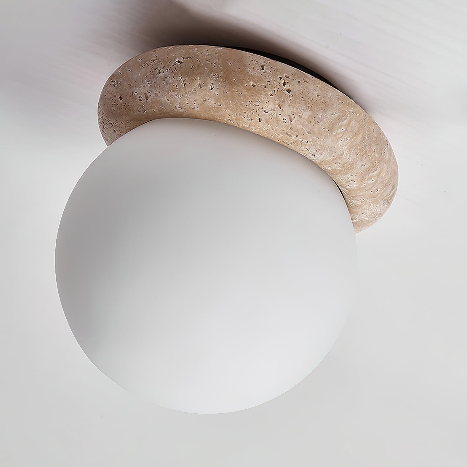 Auris | Okrągła lampa sufitowa LED z trawertynu