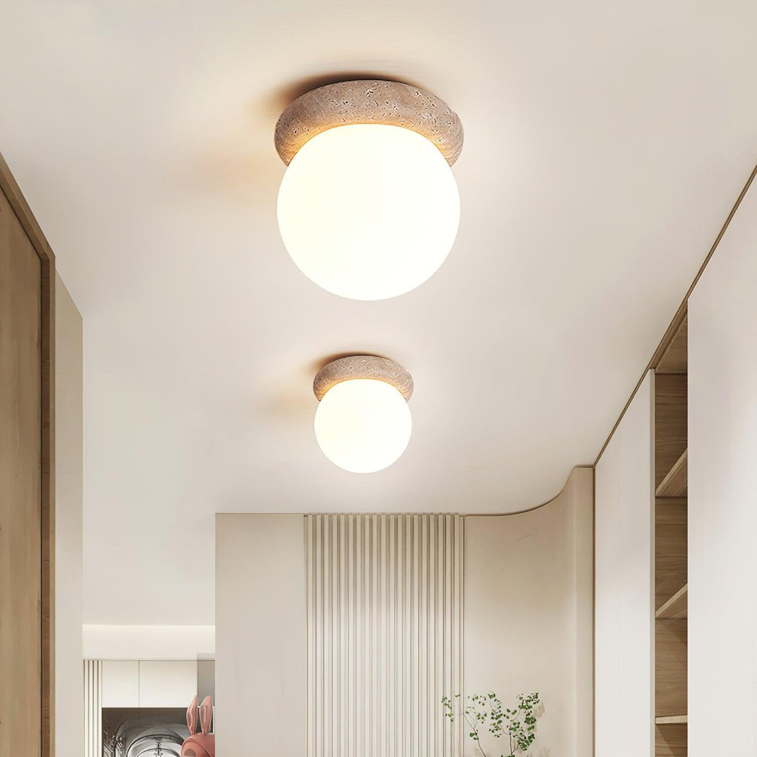 Auris | Okrągła lampa sufitowa LED z trawertynu