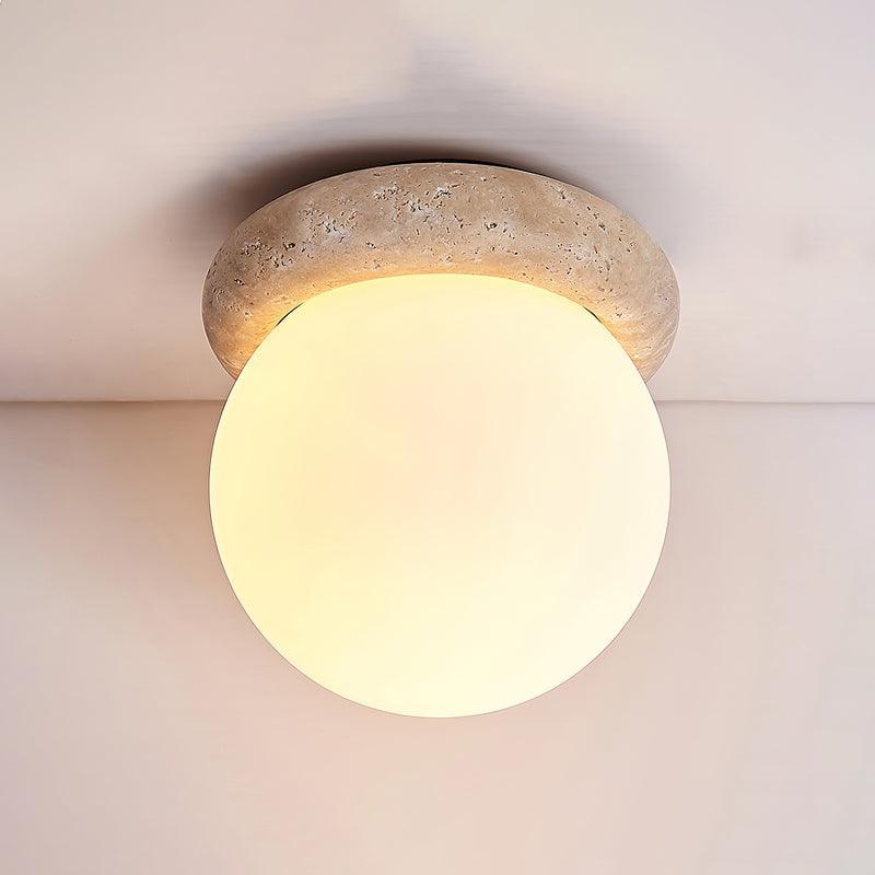 Auris | Okrągła lampa sufitowa LED z trawertynu